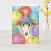 Birthday Balloons Borzoi Kaart (Gele Bloem)