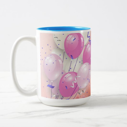 Birthday Balloons Celebration Mug (Gauche)