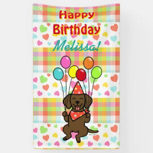 Birthday Balloons Chocolate Labrador Banner