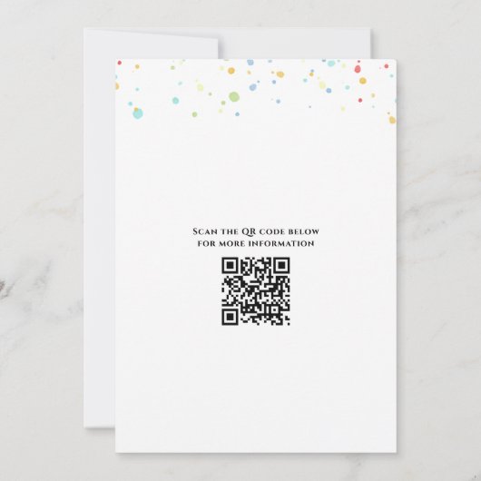 Birthday Balloons Confetti Modern Party QR Code Kaart (Achterkant)