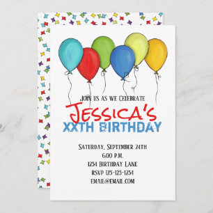 Birthday Balloons Confetti Moderne Partij Kaart