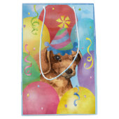 Birthday Balloons Dachshund Medium Cadeauzakje (Voorkant)