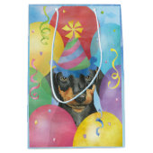 Birthday Balloons Doberman Medium Gift Bag Medium Cadeauzakje (Voorkant)