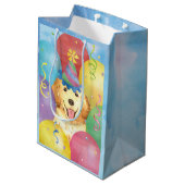 Birthday Balloons Golden Retriever Medium Cadeauzakje (Achterkant Gekanteld)