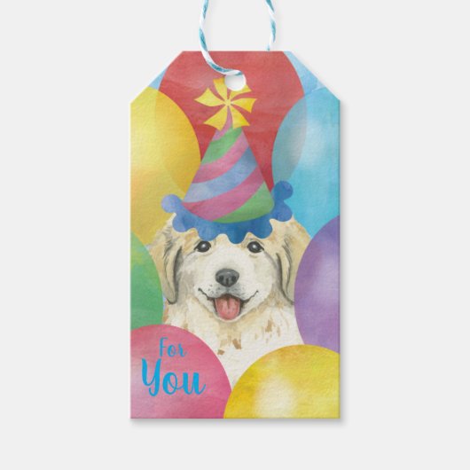 Birthday Balloons Great Pyreneeën Gift Labels Cadeaulabel (Voorkant)