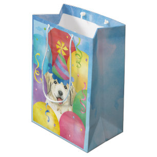 Birthday Balloons Great Pyreneeën Medium Gift Bag Medium Cadeauzakje