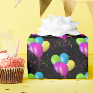 Birthday Balloons met confetti Cadeaupapier