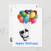 Birthday Balloons Panda Bear Briefkaart (Voorkant / Achterkant)
