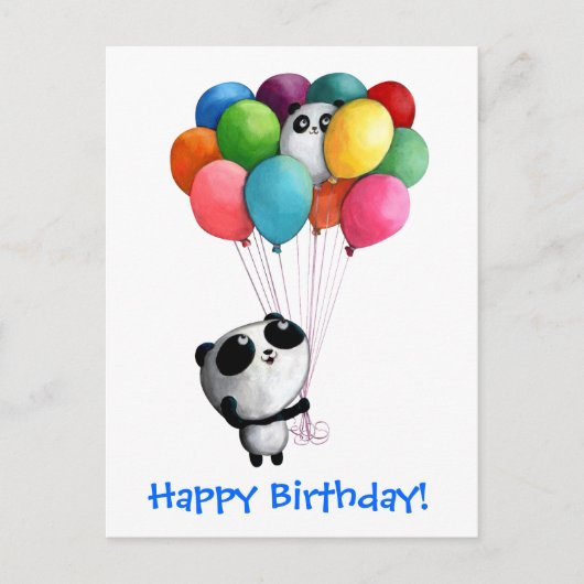 Birthday Balloons Panda Bear Briefkaart (Voorkant)