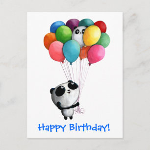 Birthday Balloons Panda Beer Briefkaart