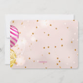 Birthday Balloons Roze uitnodiging (Achterkant)