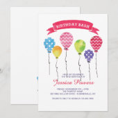 Birthday Balloons Uitnodiging (Voorkant / Achterkant)