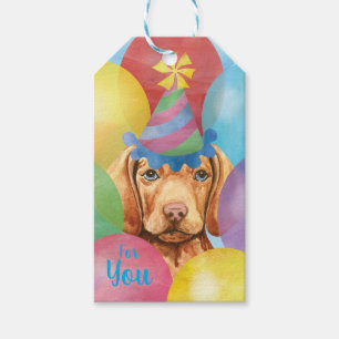 Birthday Balloons Vizsla Gift Labels Cadeaulabel