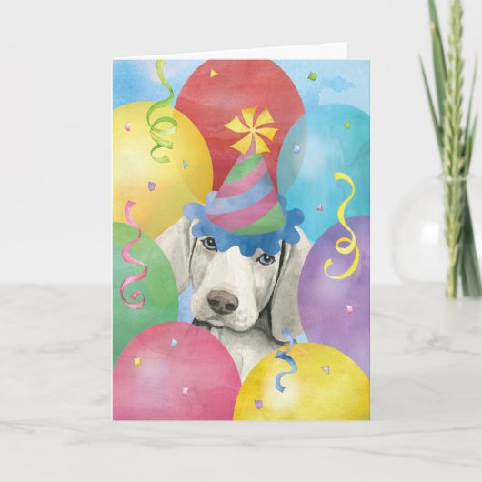 Birthday Balloons Weimaraner Kaart (Voorkant)