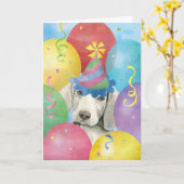 Birthday Balloons Weimaraner Kaart (Gele Bloem)