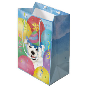 Birthday Balloons Westie Medium Gift Bag Medium Cadeauzakje