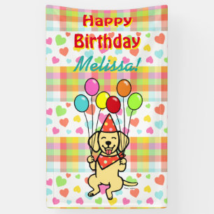 Birthday Balloons Yellow Labrador Banner