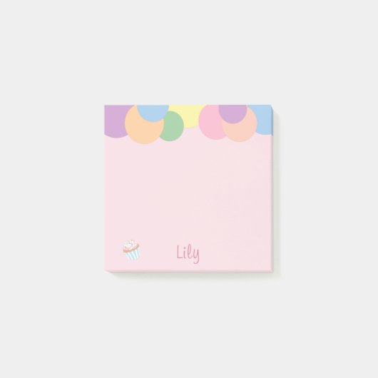 Birthday Balls met naam en cupcake Post-it® Notes (Voorkant)