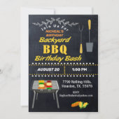 Birthday Bash Chalkboard Backyard Barbecue Invita Kaart (Voorkant)