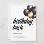 Birthday Bash Invitation Sjabloon met ballonnen Kaart (Voorkant)