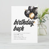 Birthday Bash Invitation Sjabloon met ballonnen Kaart (Staand voorkant)
