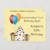 Birthday Bash Invite Kaart (Voorkant / Achterkant)