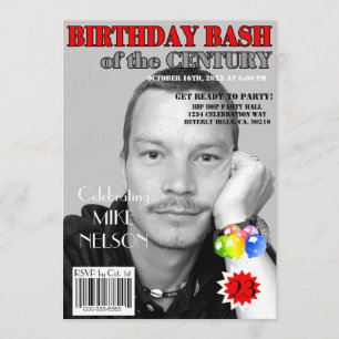 Birthday Bash Red Grey Magazine Hoesje elke leefti Kaart