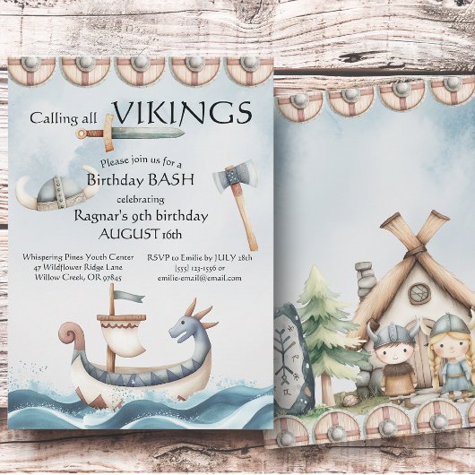 Birthday Bash Viking Themed Kids Birthday Kaart
