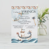 Birthday Bash Viking Themed Kids Birthday Kaart (Staand voorkant)