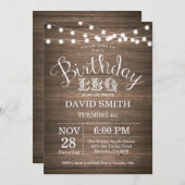 Birthday BBQ Uitnodiging Rustic 40th Birthday (Voorkant / Achterkant)