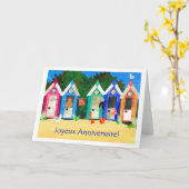 Birthday Beach Huts Card - Franse Greet Kaart (Gele Bloem)