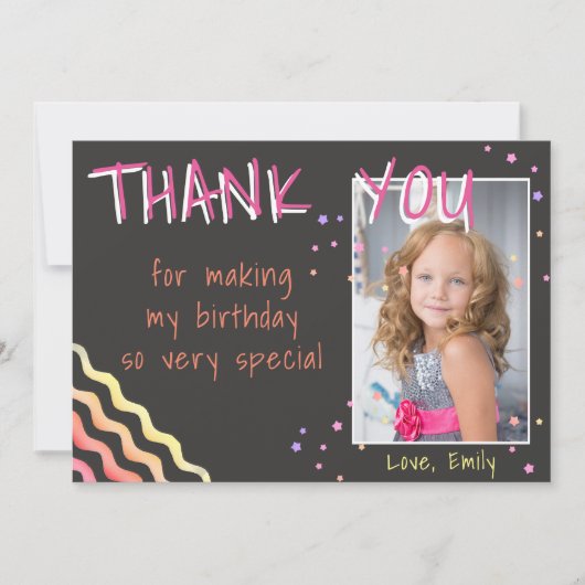 Birthday Bedankt voor je foto-kaart Stars Girl (Voorkant)