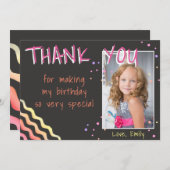 Birthday Bedankt voor je foto-kaart Stars Girl (Voorkant / Achterkant)