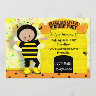 Birthday Bee Invitation Kaart