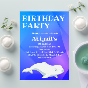 Birthday Beluga Whale Blue en Pink Arctic Ocean Kaart