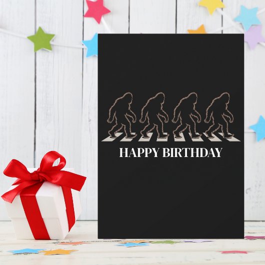 Birthday Bigfoot Silhouette Crossing Street Funny Kaart