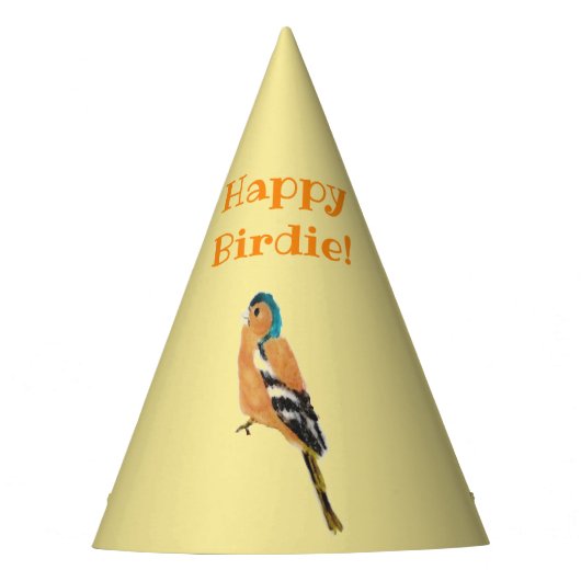 Birthday Bird Art Chaffinch Feesthoedjes (Voorkant)