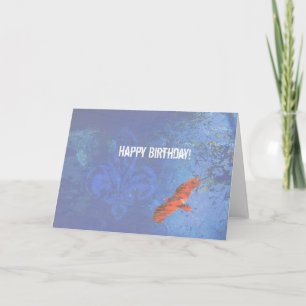 Birthday Bird Soaring Blue Grunge Kaart