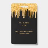 Birthday Black Glitter druppelt monogram vip Badge (Achterkant)