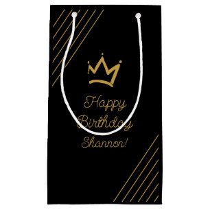 Birthday Black Gold Crown Klein Cadeauzakje