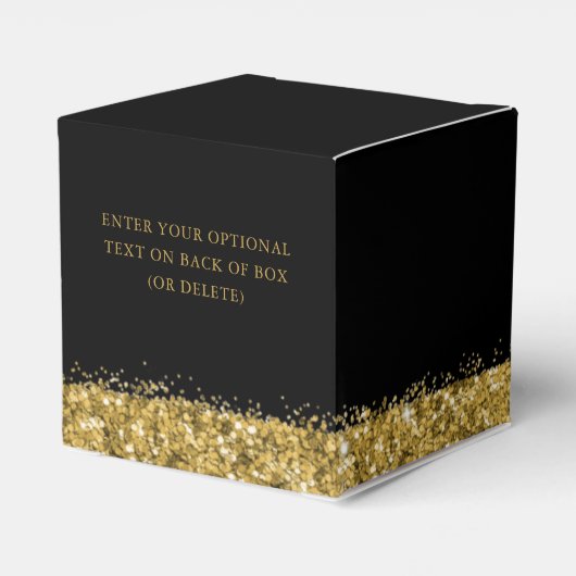 Birthday Black Gold Glitter Confetti Square Bedankdoosjes (Achterkant)
