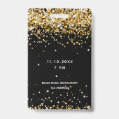 Birthday black gold glitter stofnaam vip badge (Back)