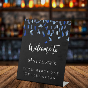 Birthday Black marvy blue welkom Reclamebord Met Voetstuk