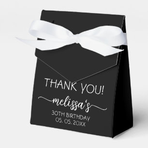 Birthday Black Monogram Name Script Bedankt Bedankdoosjes