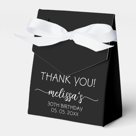Birthday Black Monogram Name Script Bedankt Bedankdoosjes (Voorkant Zijde)
