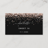 Birthday Black roos Gold glitter RSVP Informatiekaartje (Achterkant)