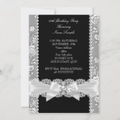 Birthday Black White Damask Roos Silver 2 Kaart (Achterkant)