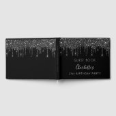 Birthday black white glitter monogram gastenboek (Volledig)