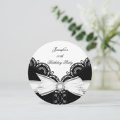 Birthday Black White Lace Diamond Top 2 Kaart (Staand voorkant)