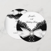 Birthday Black White Lace Diamond Top 2 Kaart (Voorkant / Achterkant)